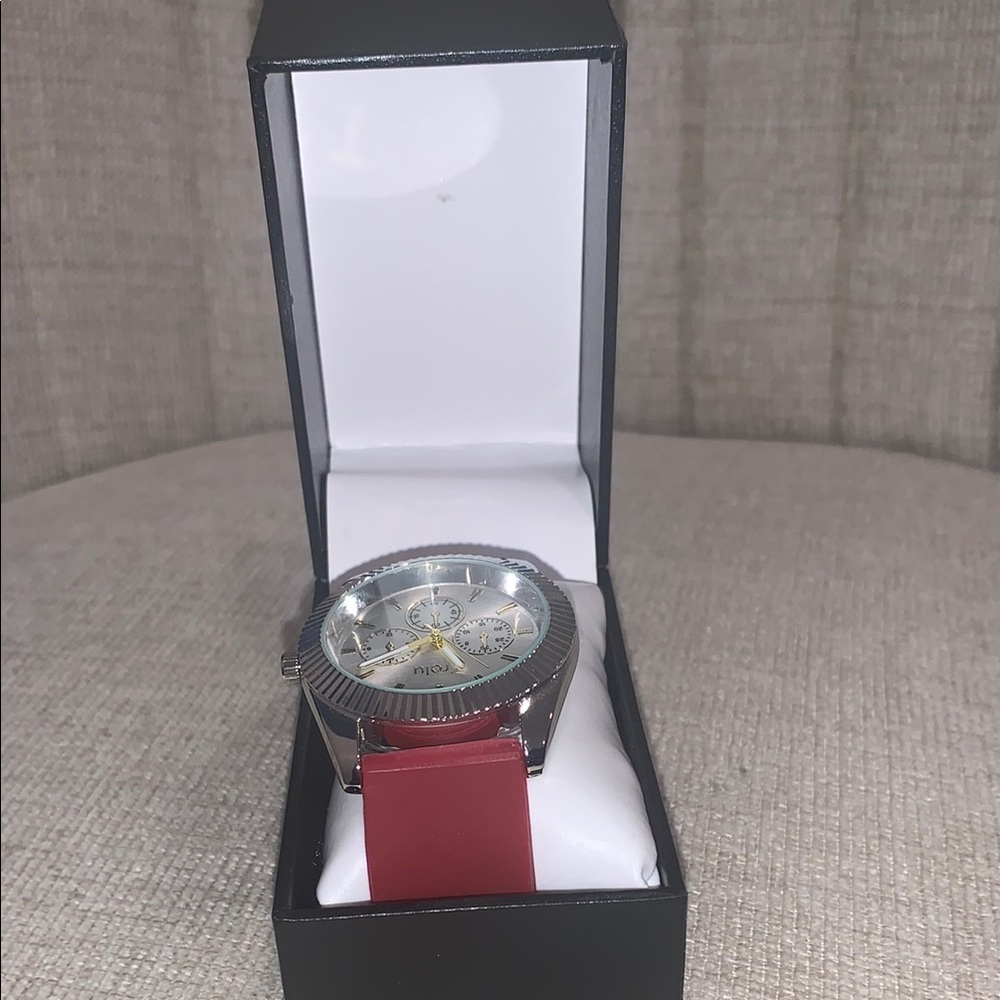 Silver and Gold Chronograph Watch with Multi-Function Dials